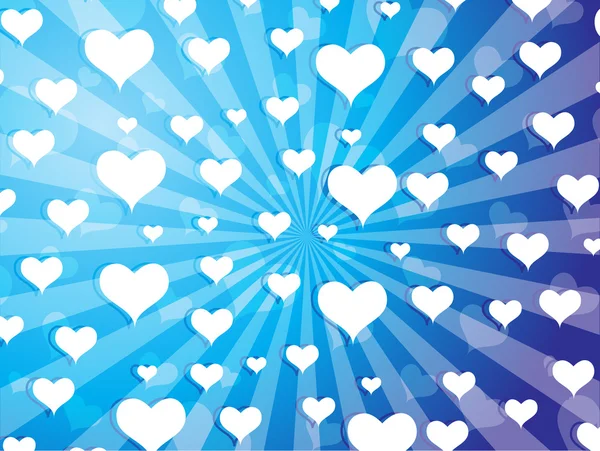 Coeurs volants sur fond bleu — Image vectorielle