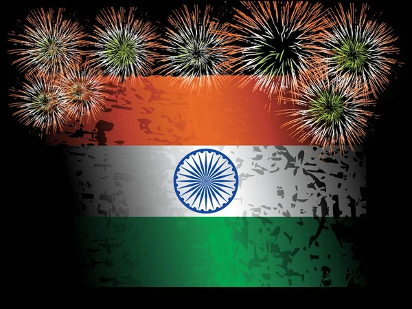 Feux d'artifice avec drapeau indien — Image vectorielle