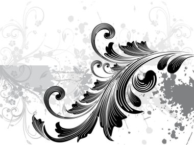 Grungy spot with filigree pattern clipart