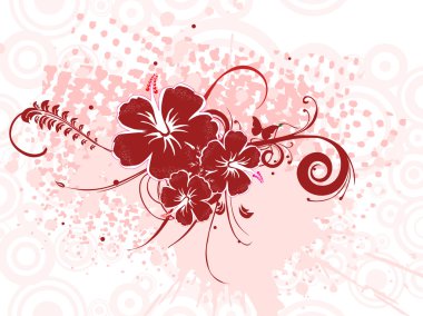 Grungy background with hibiscus clipart