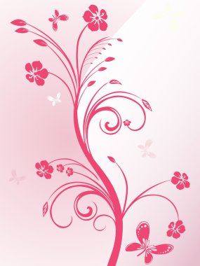 Kelebek çiçek desenli kartı