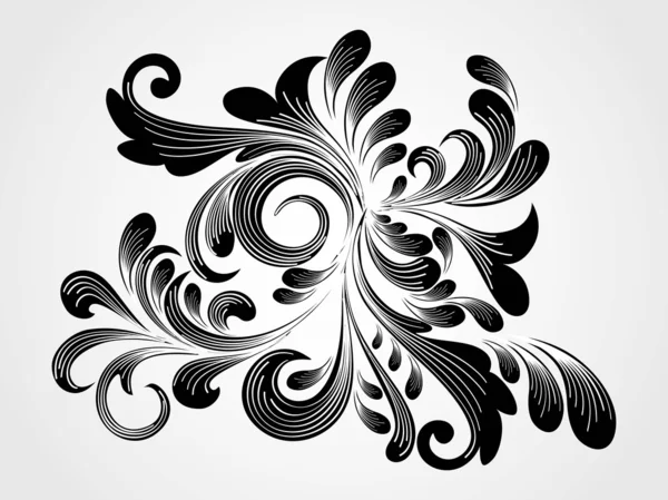 Tatouage floral noir isolé — Image vectorielle