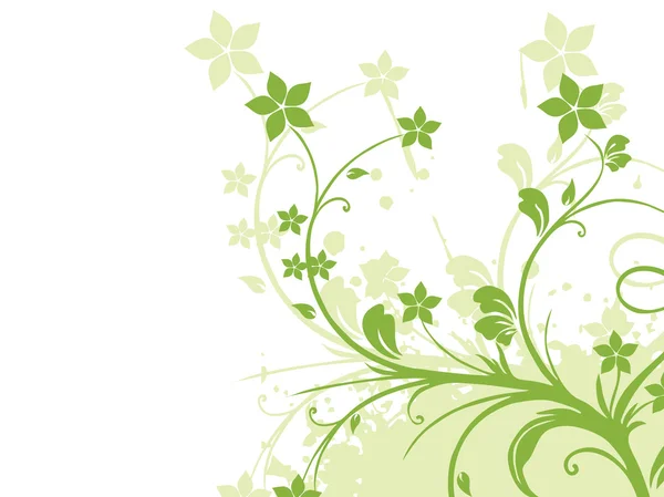 Grunge med gröna blommor — Stock vektor