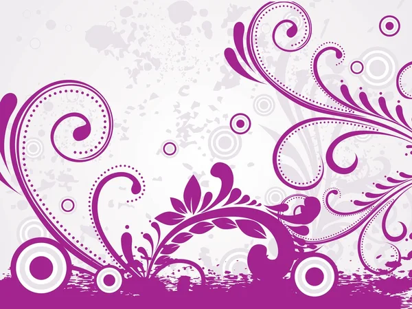 Grungy background with purple floral — Stock Vector