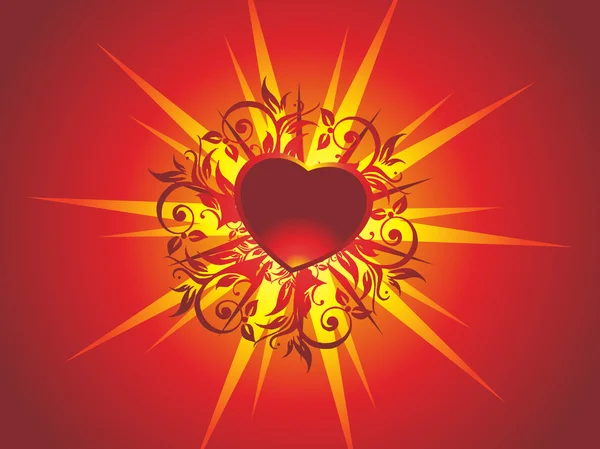 Fond floral avec coeur — Image vectorielle