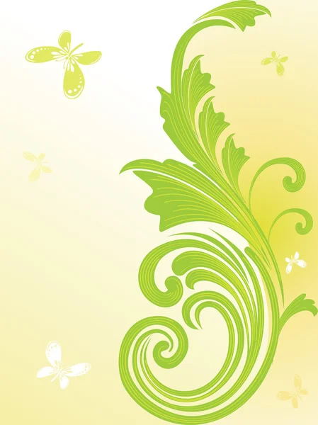 Motif floral, papillon — Image vectorielle