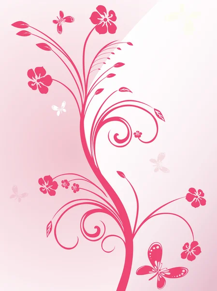 蝶と花のパターン カード — ストックベクタ