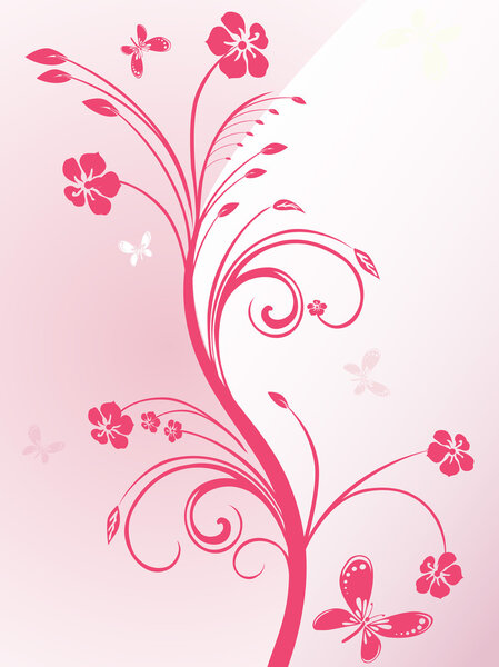 Floral pattern card with butterfly