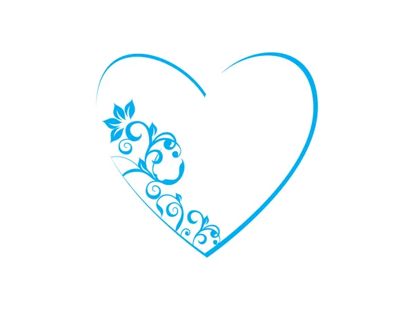Квіткова тема в рамці серця синім — стоковий вектор