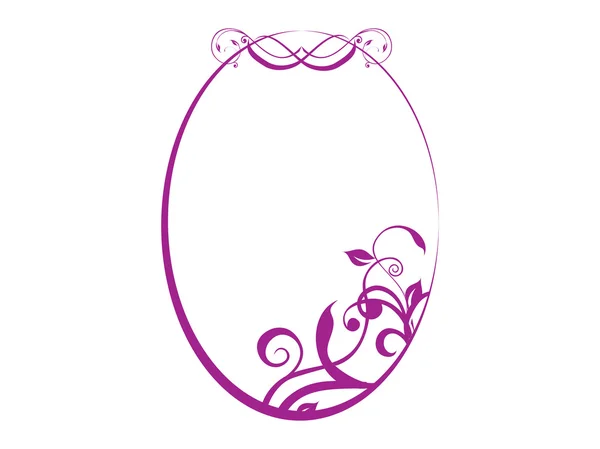 Bloemen in paarse oval frame thema — Stockvector