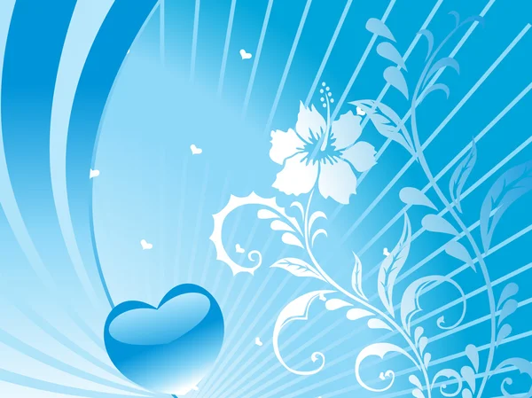 曲線を持つ青いバレンタイン ハート — ストックベクタ