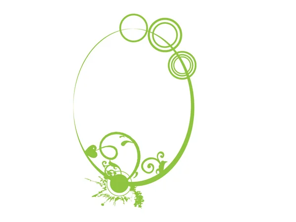 Bloemen in groene oval frame thema — Stockvector