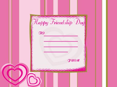 Friendship day note with pink clipart