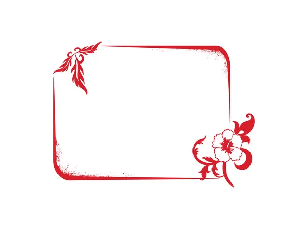 Рамка з червоною квіткою і листям — стоковий вектор