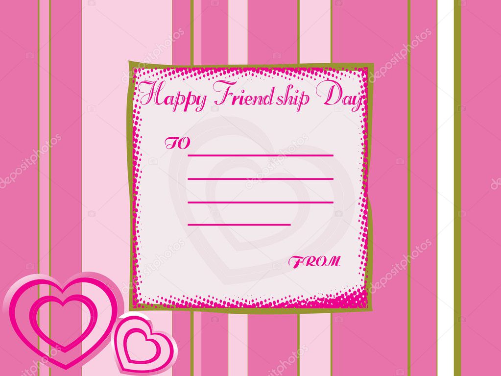 Friendship day note with pink