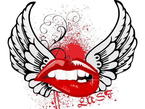 Fond grunge avec lèvre sexy — Image vectorielle