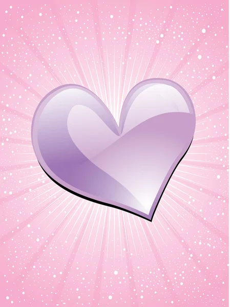 Strahlen Hintergrund mit lila Herz — Stockvektor