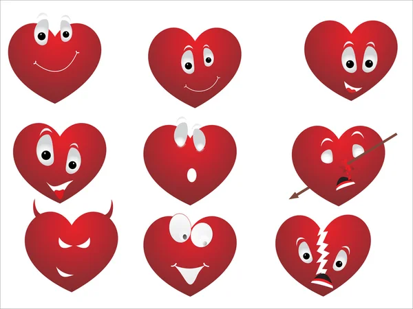 Corazón rojo haciendo cara con fondo — Vector de stock