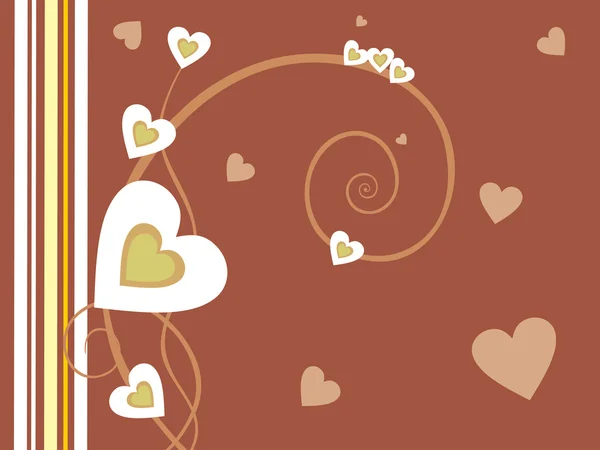 Brown background with many hearts — Stock Vector