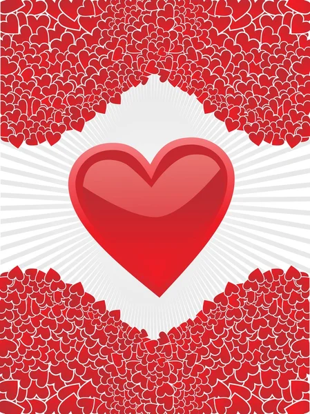 Röd makro bakgrund med isolerade hjärtat — Stock vektor