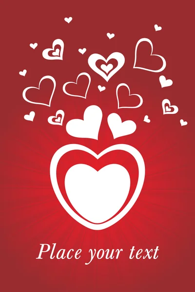 Rote Strahlen Hintergrund mit romantischem Herzen — Stockvektor