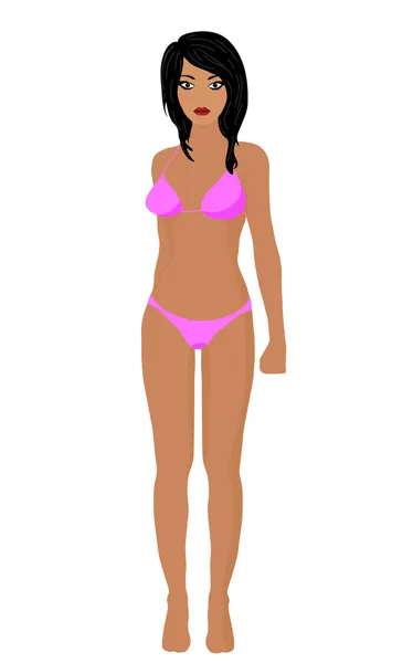 Hermosa chica en bikini . — Vector de stock