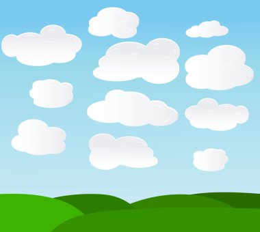 Vector background with sky and clouds clipart