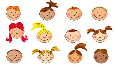 Kids faces clipart