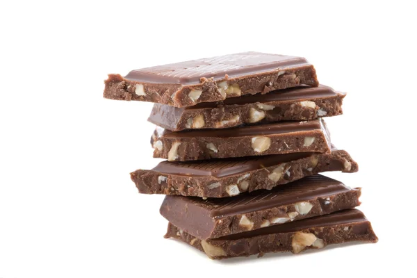 Kaputte Schokolade isoliert — Stockfoto