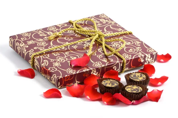 Fancy box and pralines — Stock Photo, Image