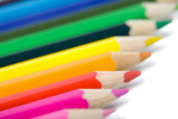 Line of colorful pencils isolated — Stock Photo, Image