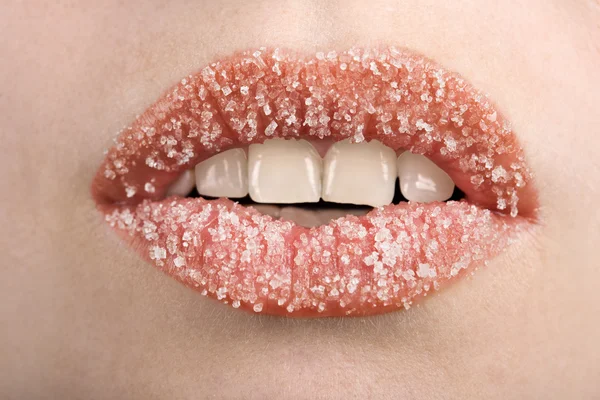 Labbra dolci con zucchero — Foto Stock