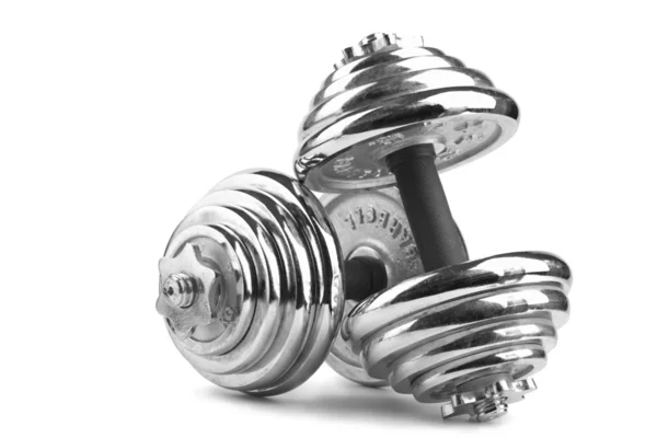 Two dumbbells isolated over white — Stock Photo, Image
