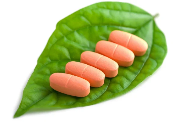 Макро рецептурных таблеток за листом — стоковое фото