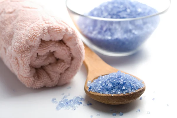 Herbal salt and towel — Stock Photo, Image