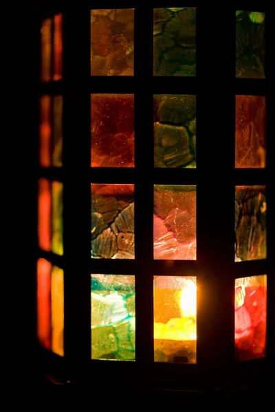 Colorful lantern burning in the dark — Stock Photo, Image