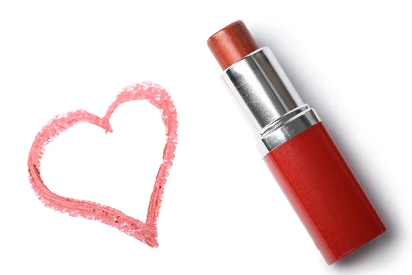 Lipstick and heart isolated — Stock Photo, Image