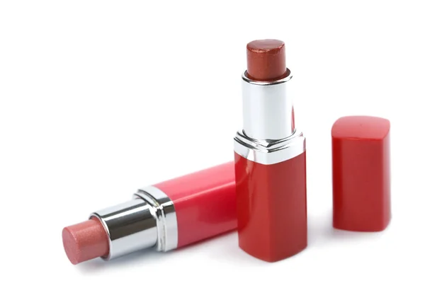 Två öppna lipstics isolerade — Stockfoto