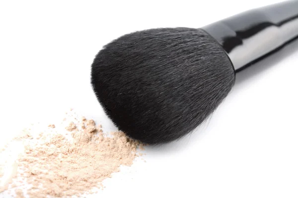 Powder and black brush isolated — Stock Photo, Image