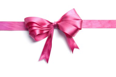 Pink ribbon with bow isolated