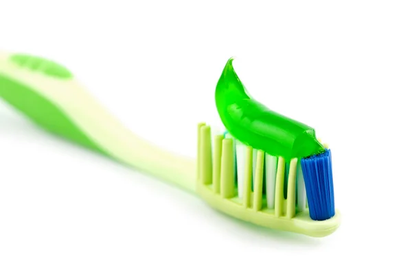 Izole diş macunu ile diş fırçası — Stok fotoğraf
