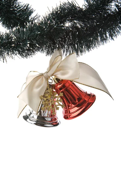 Röda och vita christmas bells isolerade — Stockfoto