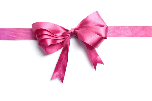 Pink ribbon with bow isolated — Stock Photo, Image