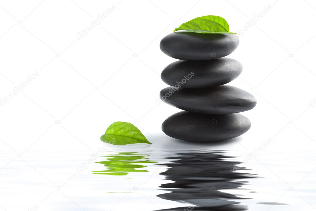 Zen stones and leaves
