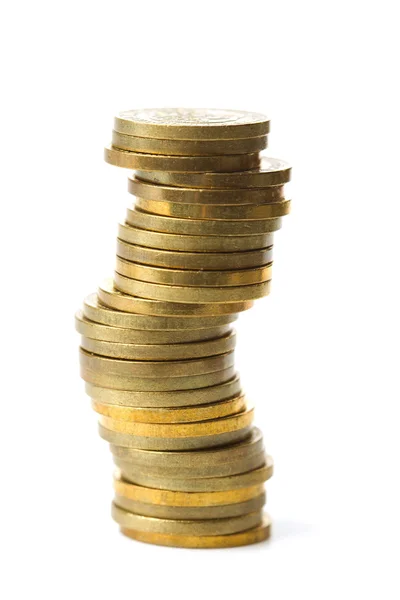 Stack of golden coins isolated — Stock Photo, Image