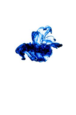 Abstract blue ink in water isolated clipart