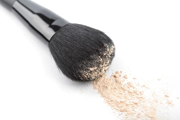Powder and black brush isolated — Stock Photo, Image