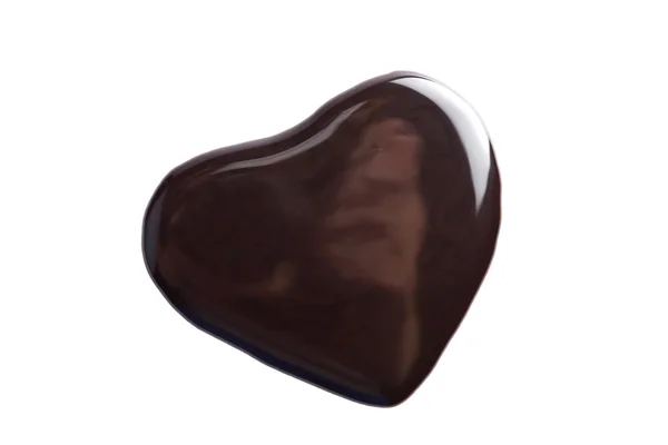 Chocolate líquido em forma de coração — Fotografia de Stock