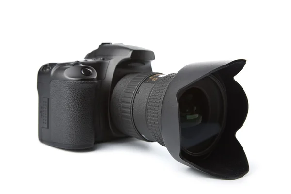Zwarte dslr camera geïsoleerd — Stockfoto