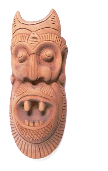 stock image Wooden sculpture of a head of a demon